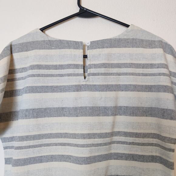 Linen Lux Australia Cotton Linen Gray Stripes Short Sleeve Top XS - Picture 5 of 10